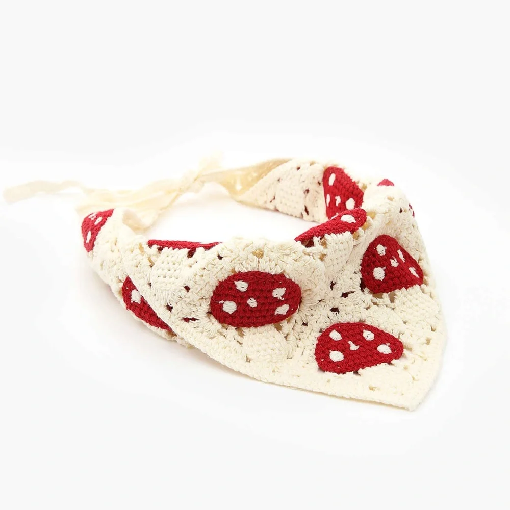 New! Anthropologie-Mushroom Crochet Hair Scarf